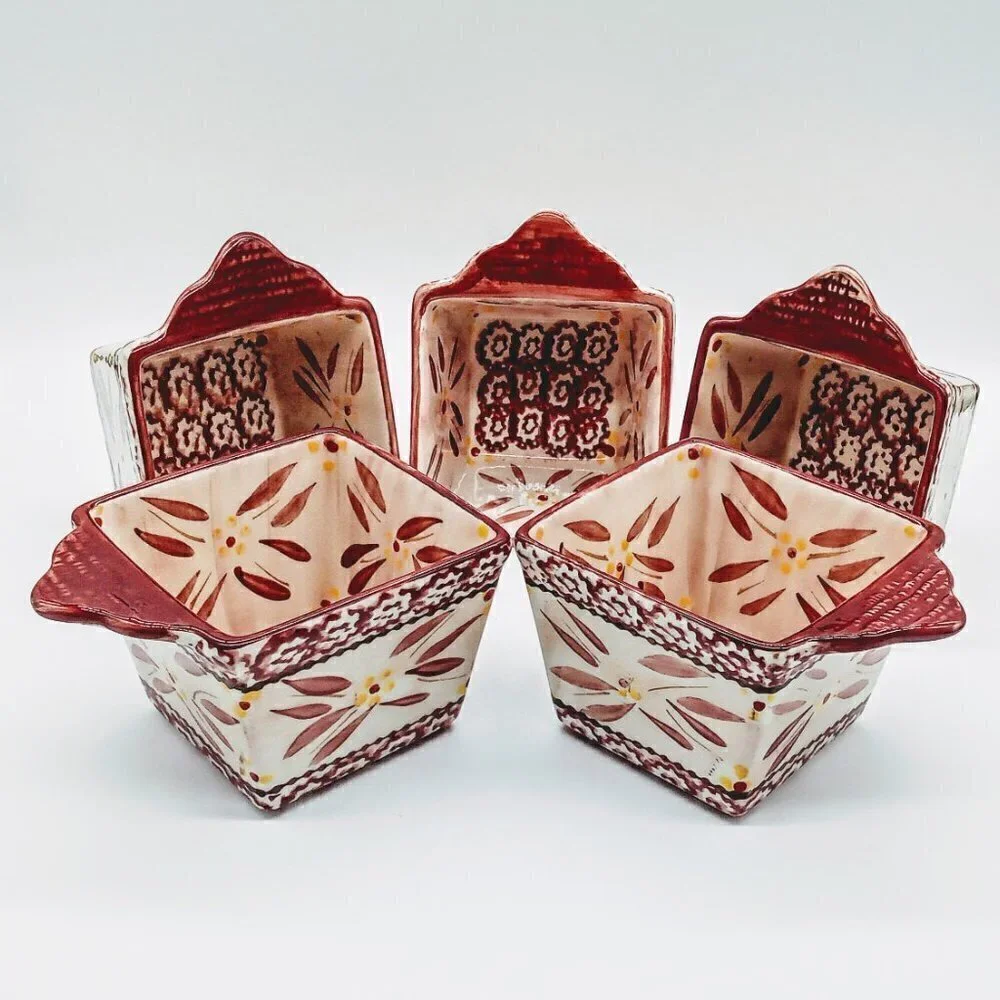 Temptations Old World Red EZ Hold Square Ramekins